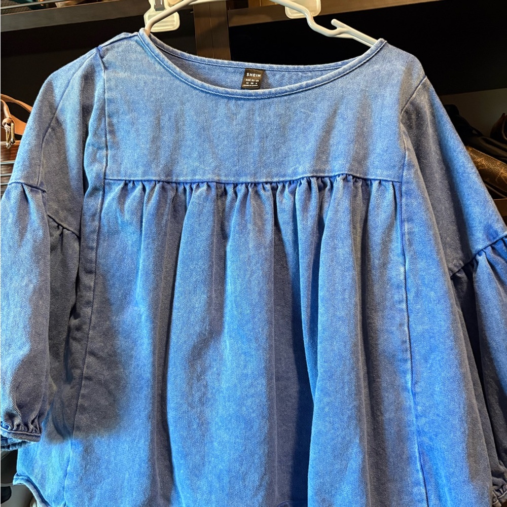 SHEIN Light Blue Denim Top